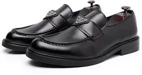 Mens Leather Loafers Casual Shoes Flat Lightweight Casual Moccasin Handmade Slip On Driving Business Shoes Leather Lined Dress Loafers Shoes,Black,7.5US/40EU