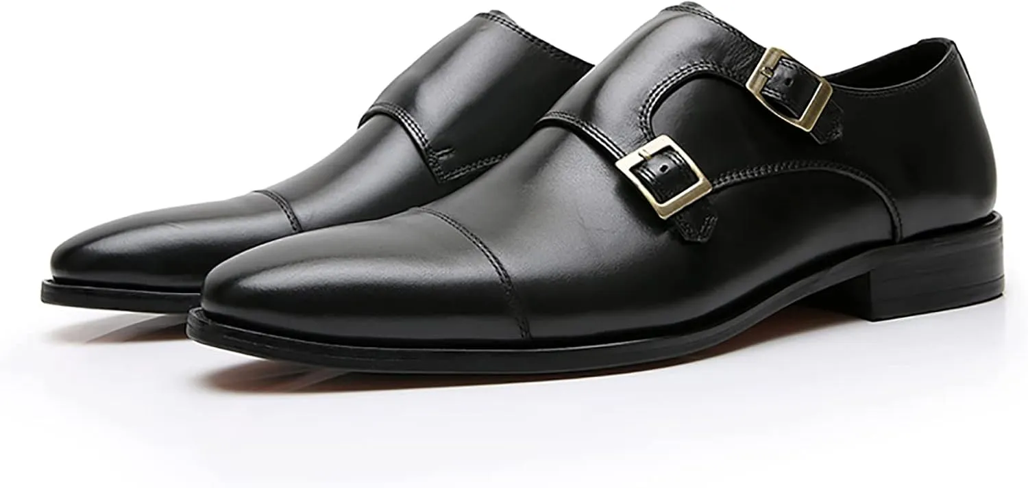 Mens Leather Loafers Casual Shoes Flat Lightweight Casual Moccasin Handmade Slip On Driving Business Shoes Leather Lined Dress Loafers Shoes,Black,9.5US/44EU