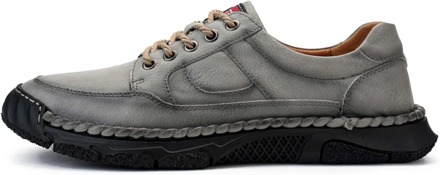 Men's Premium Leather Casual Sneakers,Casual Leather Shoes,Hand Sewn,Toe Protection,Walking Shoes,Driving Shoes,Outdoor Sneakers,Comfortable,Soft,Non-Slip