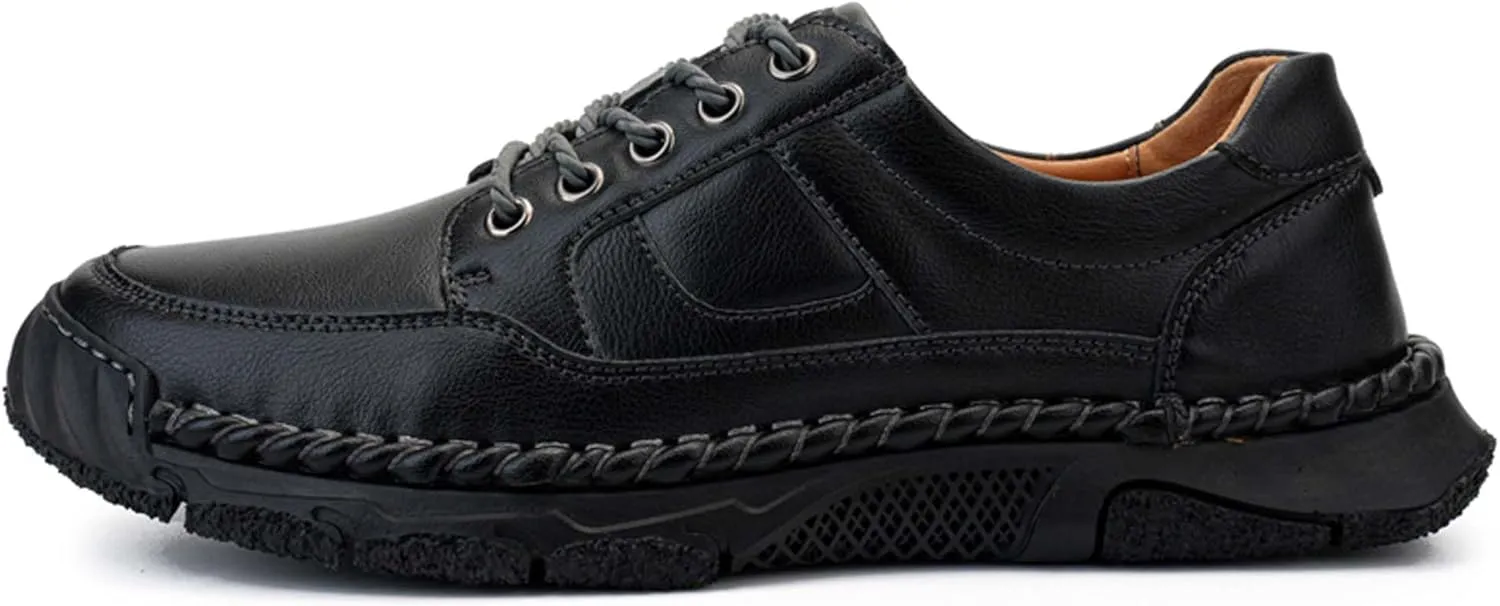 Men's Premium Leather Casual Sneakers,Casual Leather Shoes,Hand Sewn,Toe Protection,Walking Shoes,Driving Shoes,Outdoor Sneakers,Comfortable,Soft,Non-Slip