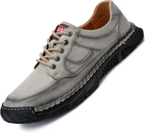 Men's Premium Leather Casual Sneakers,Casual Leather Shoes,Hand Sewn,Toe Protection,Walking Shoes,Driving Shoes,Outdoor Sneakers,Comfortable,Soft,Non-Slip