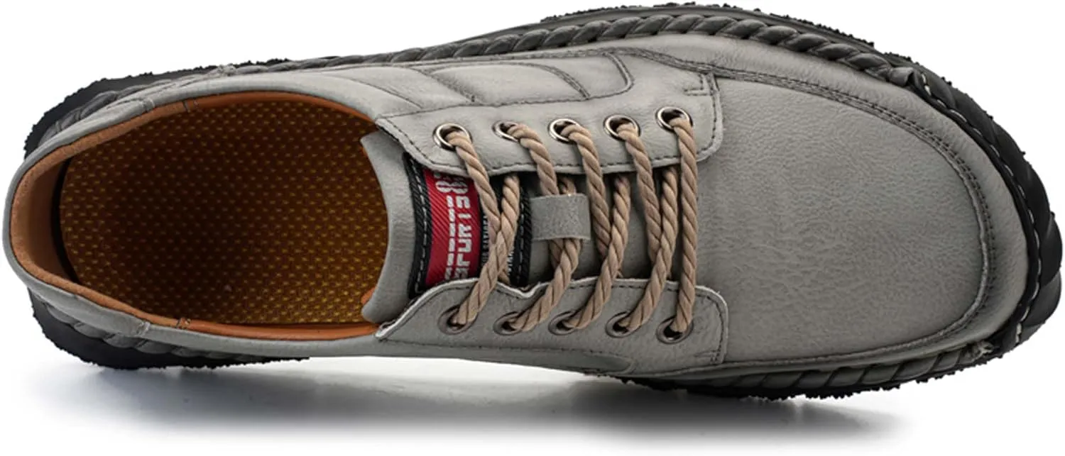 Men's Premium Leather Casual Sneakers,Casual Leather Shoes,Hand Sewn,Toe Protection,Walking Shoes,Driving Shoes,Outdoor Sneakers,Comfortable,Soft,Non-Slip