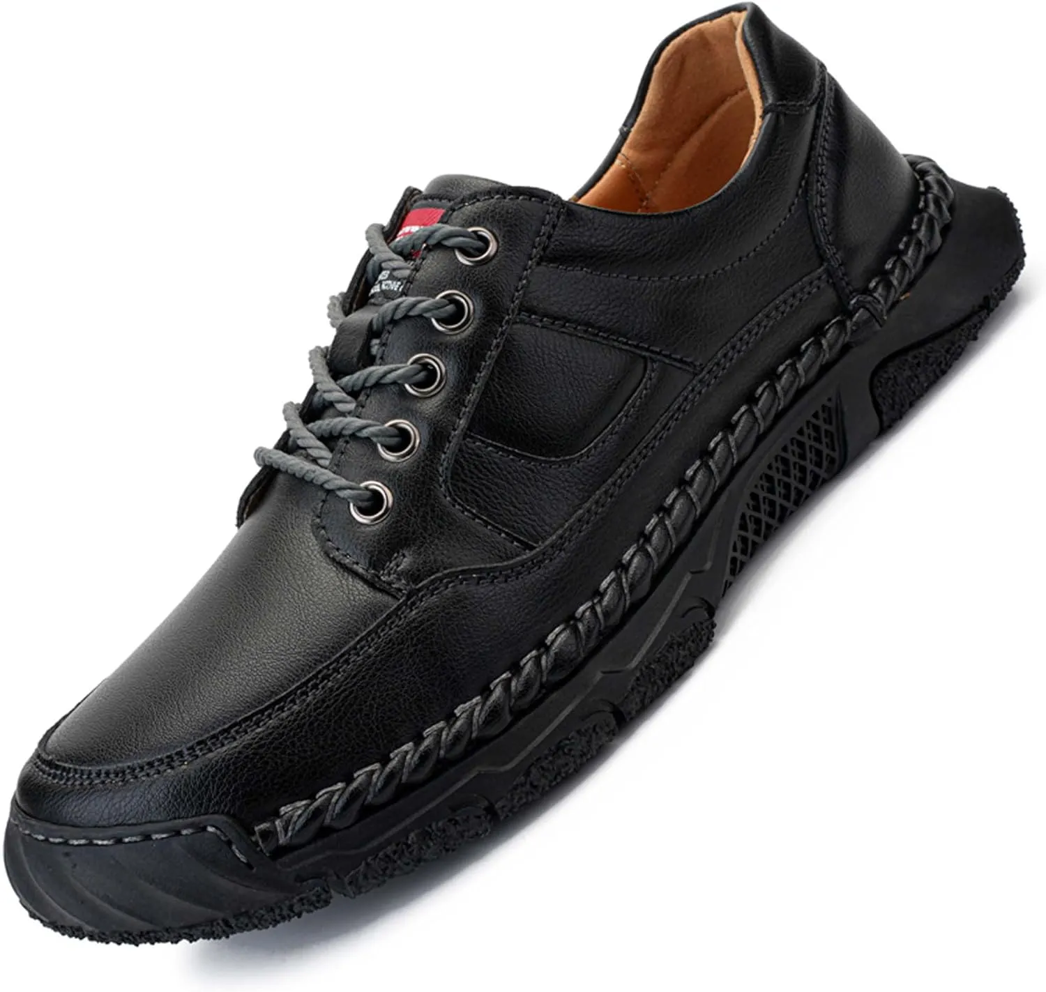 Men's Premium Leather Casual Sneakers,Casual Leather Shoes,Hand Sewn,Toe Protection,Walking Shoes,Driving Shoes,Outdoor Sneakers,Comfortable,Soft,Non-Slip