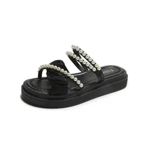 Merendy Aya Flat-Heel Open-Toe Platform Cake Slide Sandals