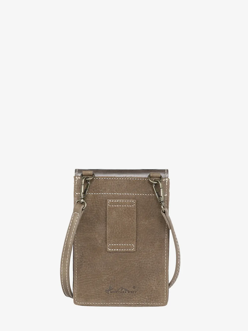 Montana West Floral Tooled Genuine Leather Belt Loop Multi-function Crossbody Phone Holster Pouch