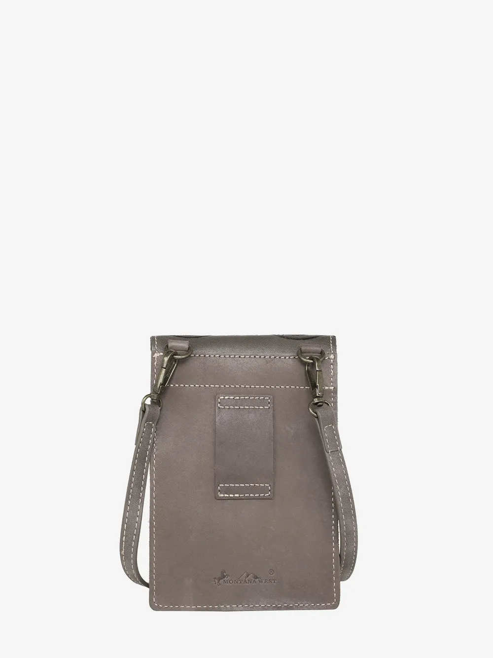 Montana West Floral Tooled Genuine Leather Belt Loop Multi-function Crossbody Phone Holster Pouch