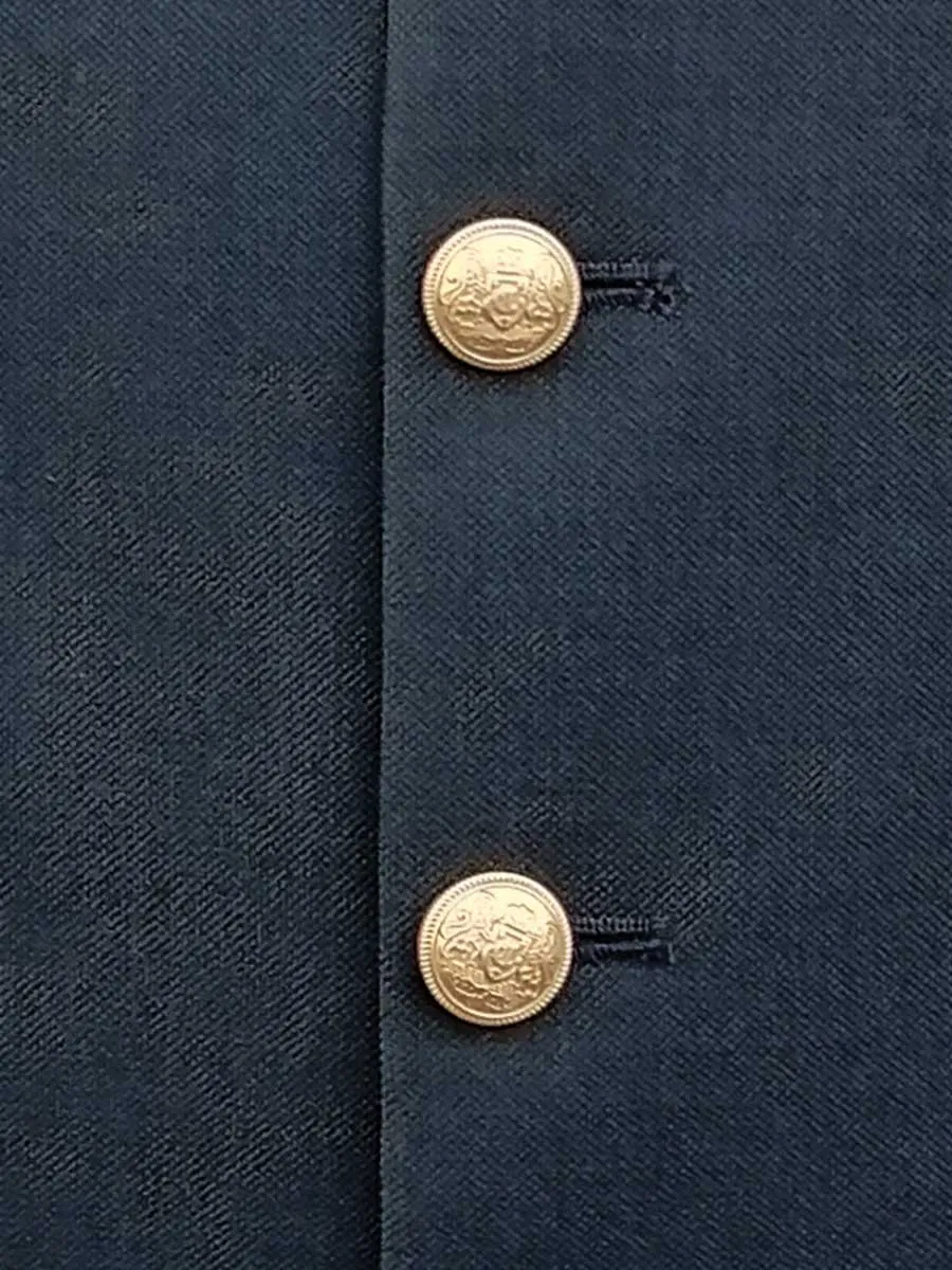 Nabeel & Aqeel Men Waist Coat Navy Weaved Golden Antique Button NWCB0083