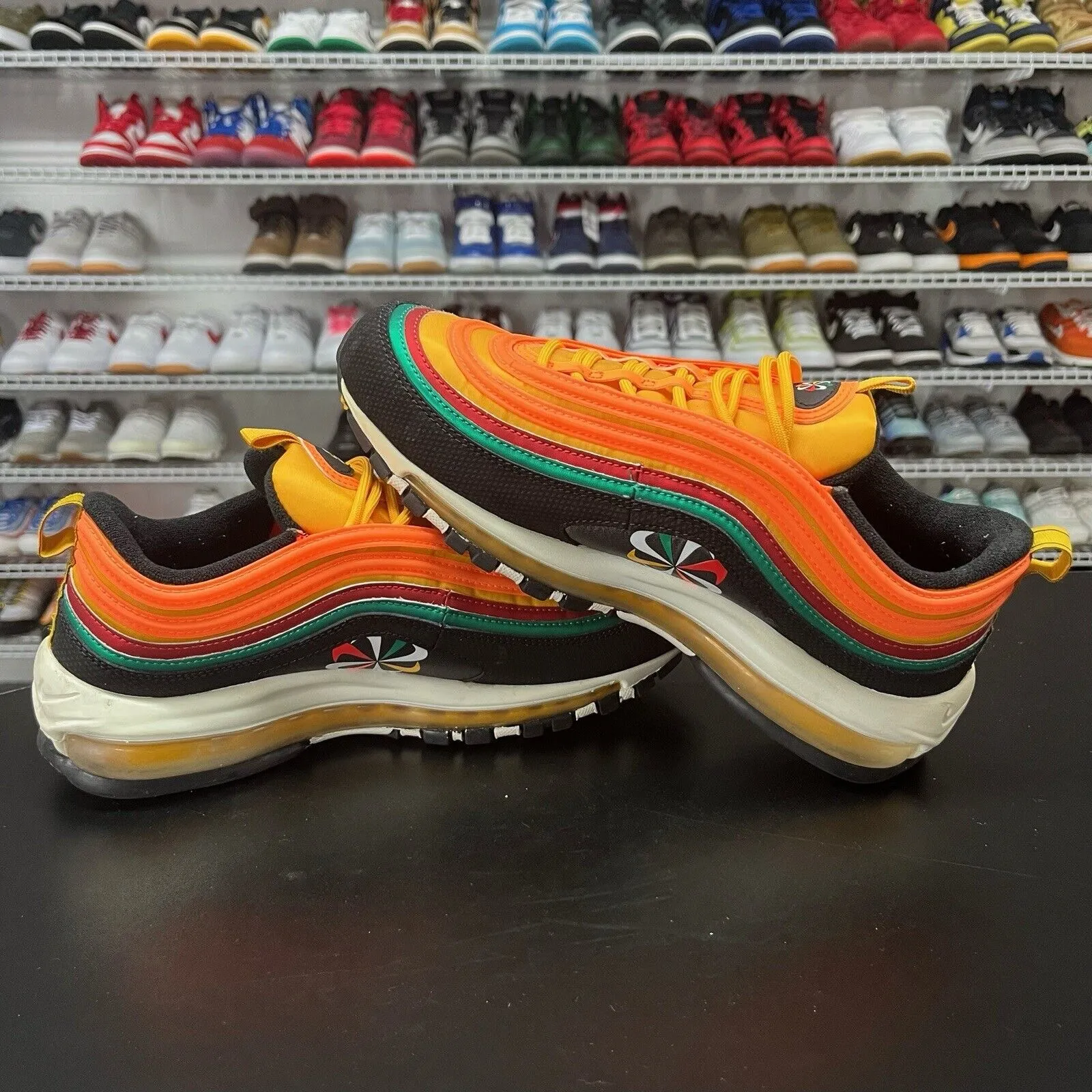 Nike Air Max 97 Sunburst Orange Pinwheel Logo 2019 CK9399-001 Men's Size 8
