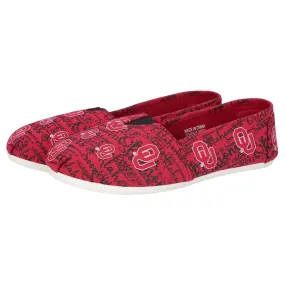 Oklahoma Sooners NCAA Womens Script Print Canvas Shoes