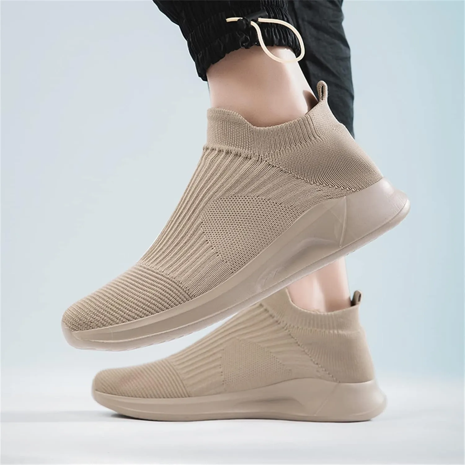 Slip On Sock Shoes for Men Fashion Fly Woven Mesh Sports Shoes Lightweight Soft Flat Bottom Hiking Sneakers