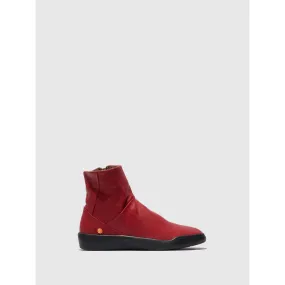 Softinos BLER550SOF Ladies Red Side Zip Ankle Boots