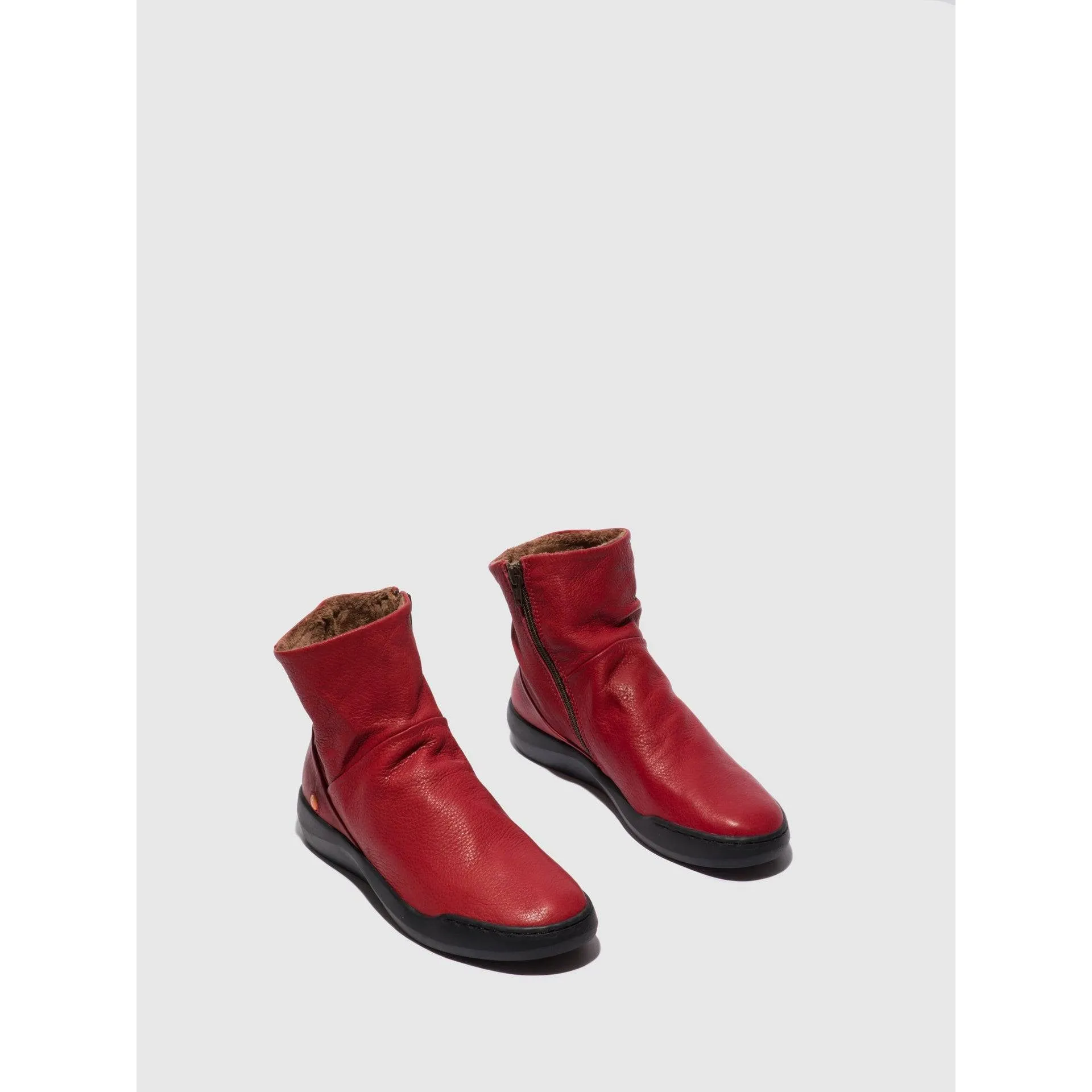 Softinos BLER550SOF Ladies Red Side Zip Ankle Boots