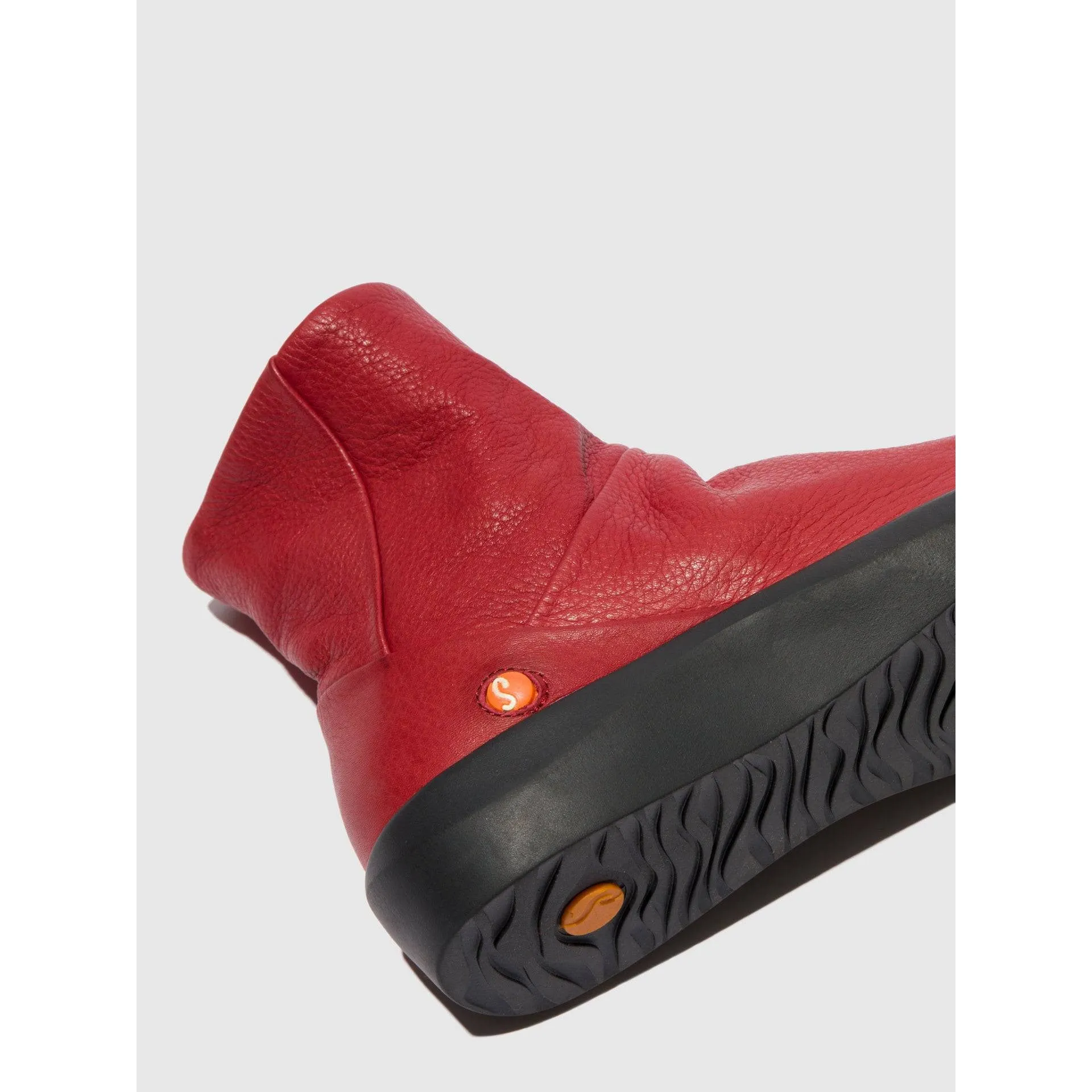 Softinos BLER550SOF Ladies Red Side Zip Ankle Boots