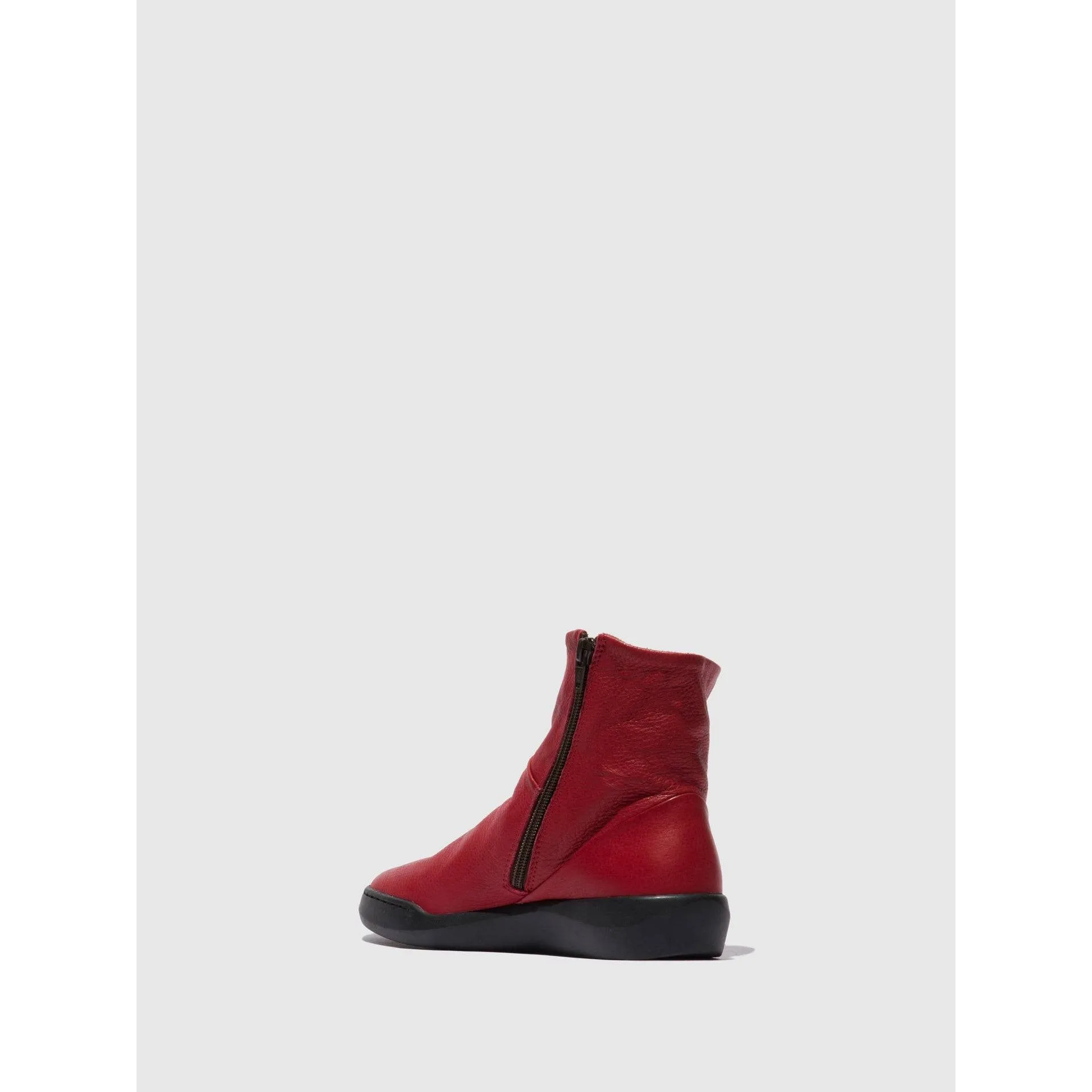 Softinos BLER550SOF Ladies Red Side Zip Ankle Boots