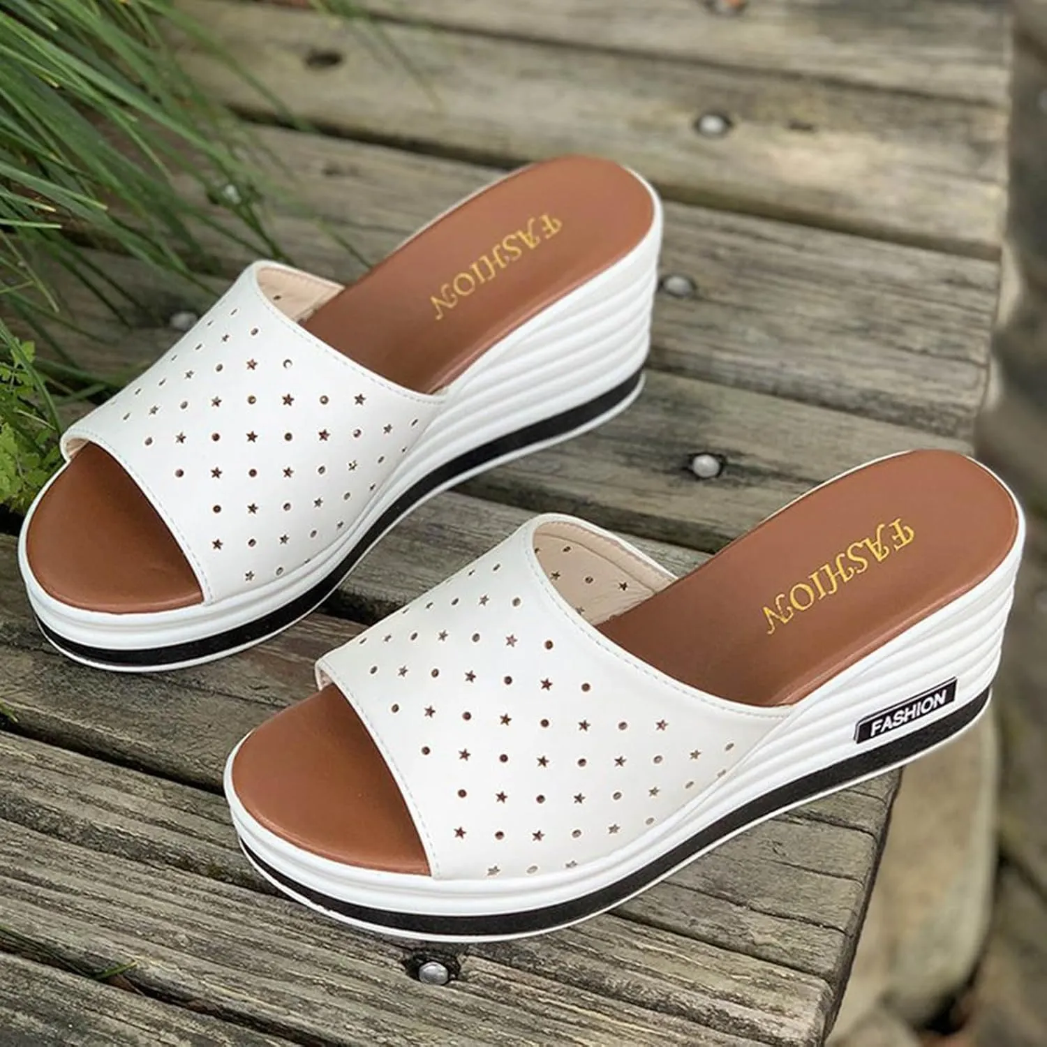 Summer Fish Mouth Wedge Heel Fashion Casual Foreign Trade Large Size Women's One Line Wedge for Women Sandals Closed Toe