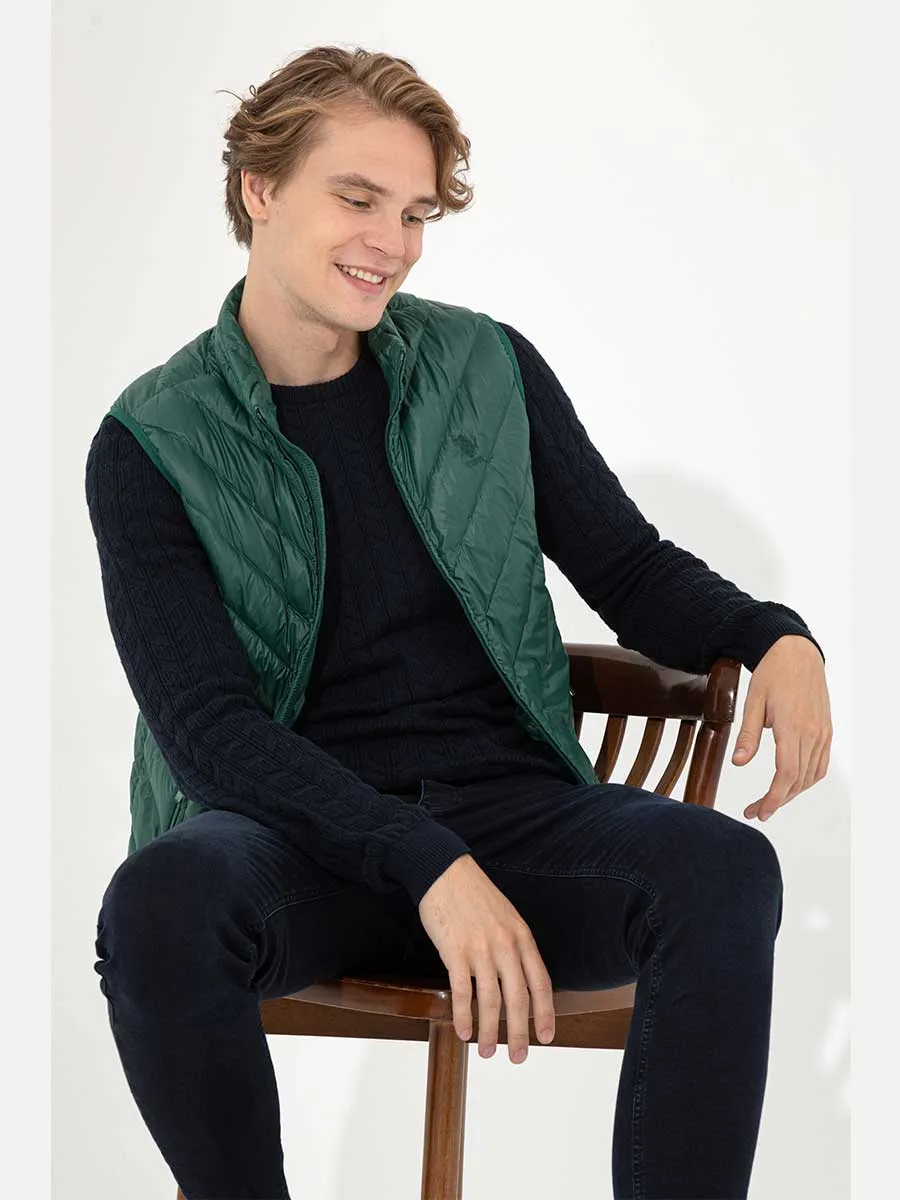 USPA Men Jacket Feather Quilted S/L Green VR054 USPJK112 USPA