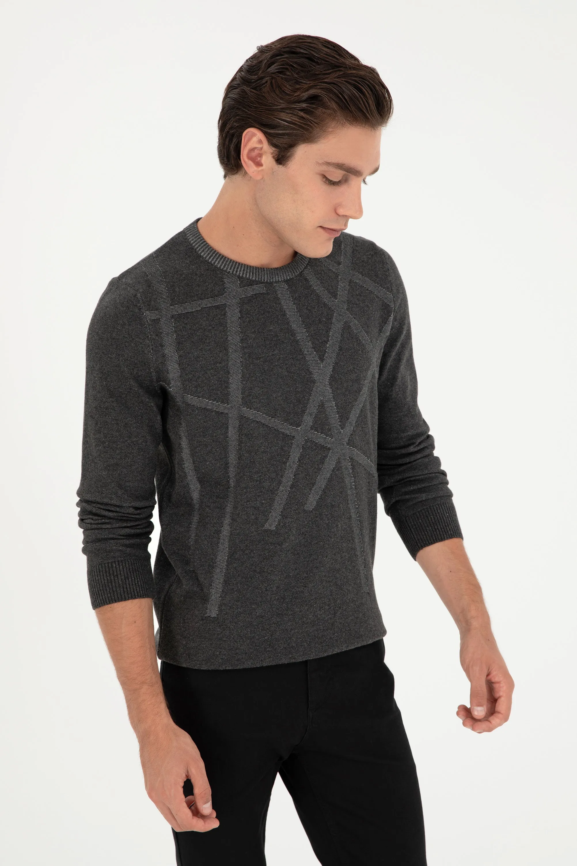 USPA Men Jumper R/Neck Anthracite VR06 Anthracite USPJR354 US POLO ASSN.