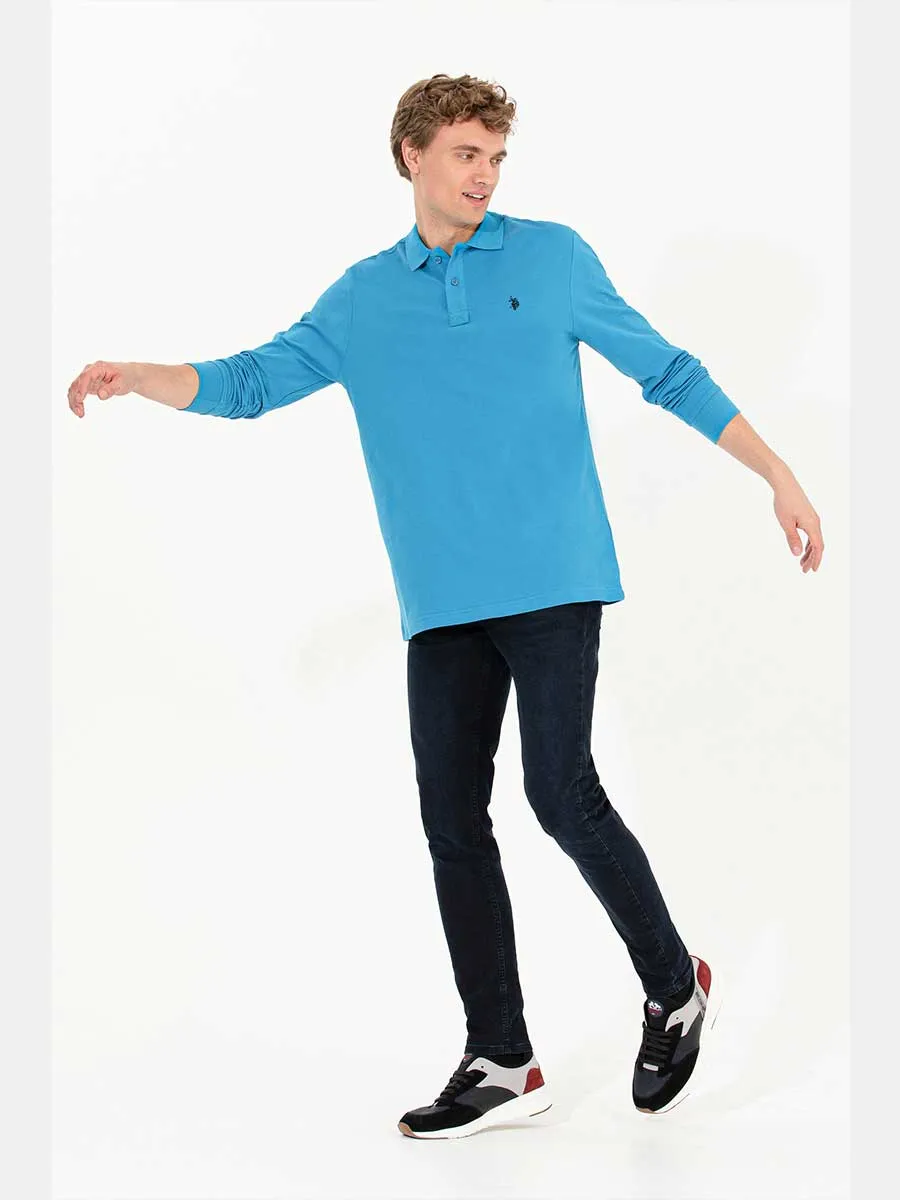 Mens Full Sleeve Cobalt USPA Polo Shirt - US Polo Assn. Model VR077 USPOM157