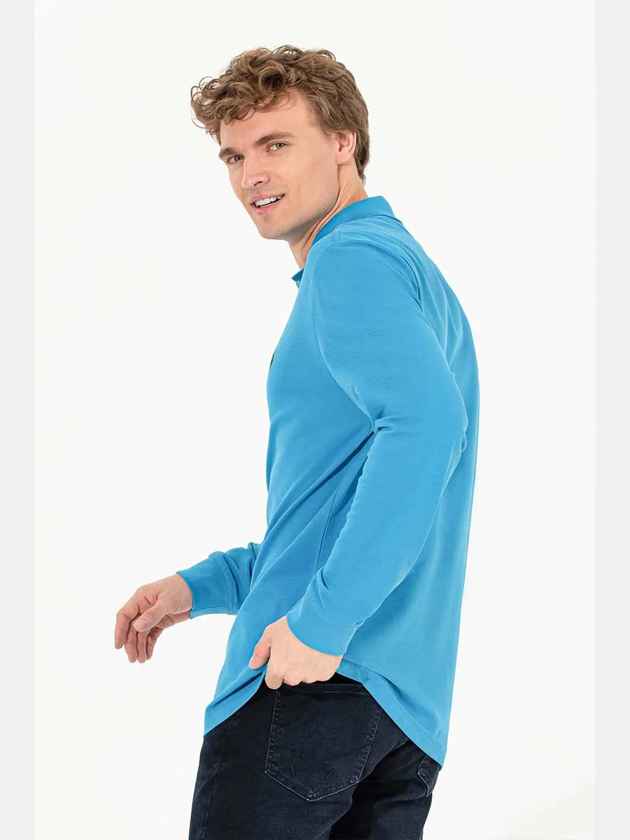 Mens Full Sleeve Cobalt USPA Polo Shirt - US Polo Assn. Model VR077 USPOM157