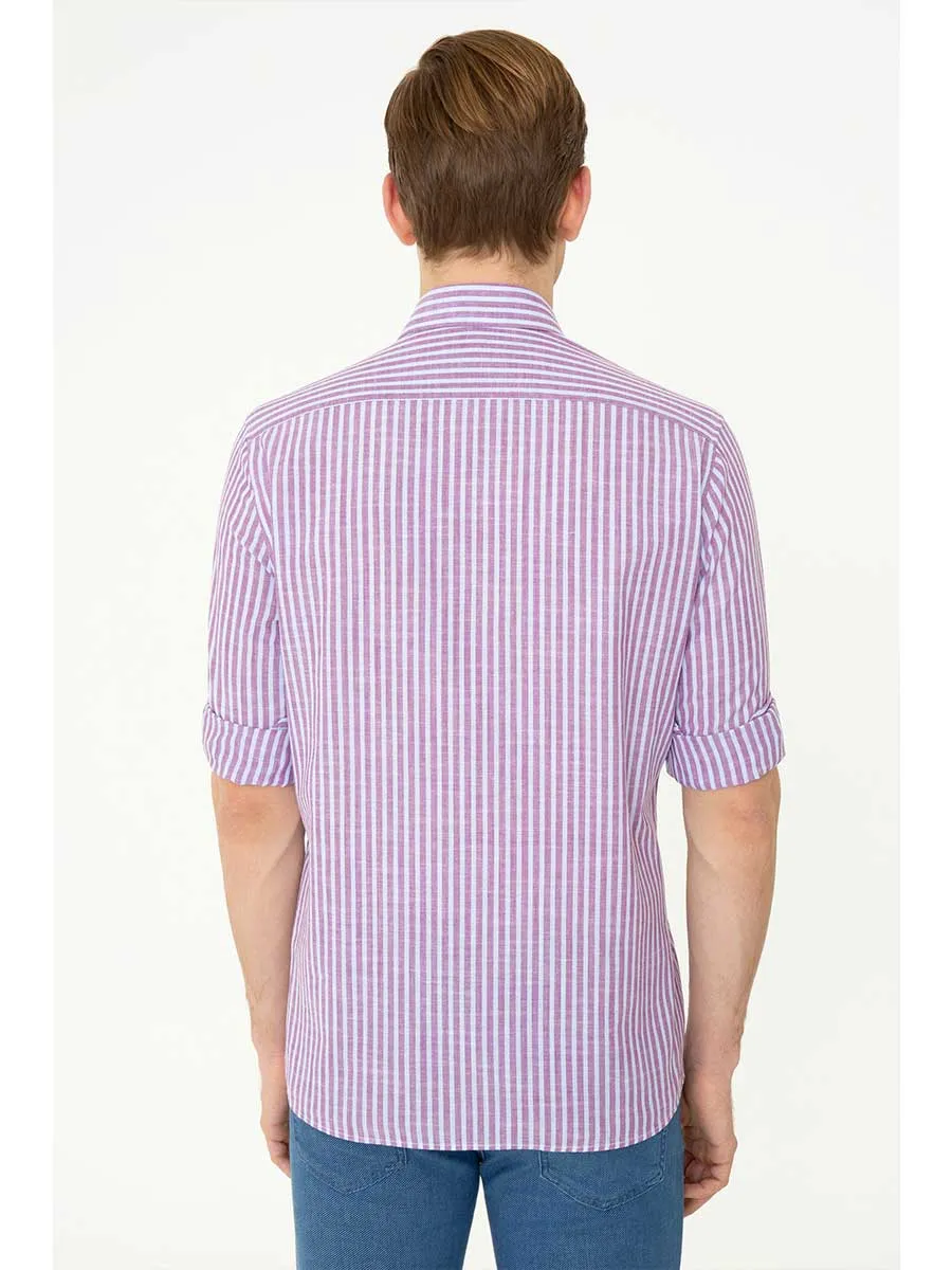 USPA Shirt Men Violet VR037 USPSH245 Regular Single Color Horse U.S. Polo Assn.