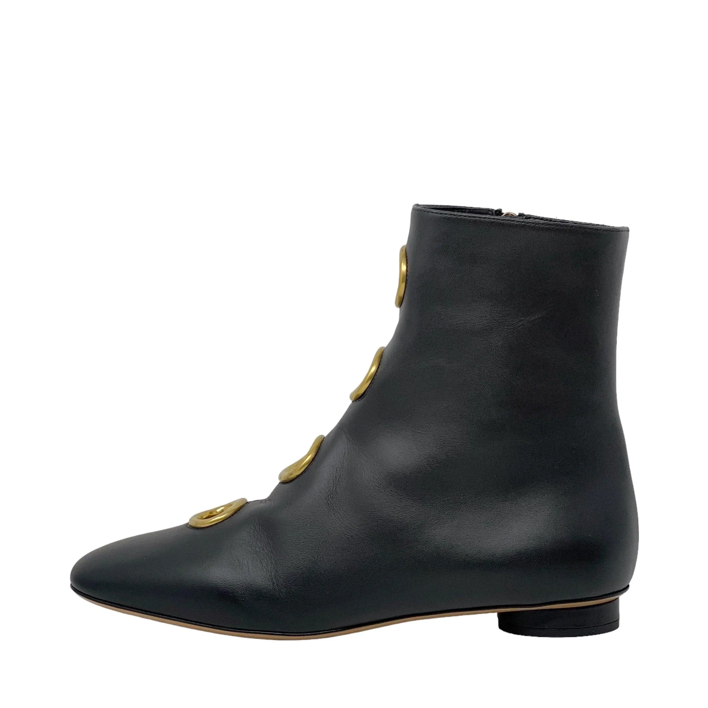 Valentino Black Eyelet Ankle Boots 38.5