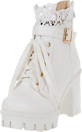 Victorian Boots for Women Platform Boots Chunky High Heels Ankle Boots Lace Buckle Gothic Cosplay Booties Zipper Punk Shoes