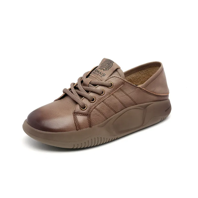 Women Leather Handmade Flat Casual Shoes