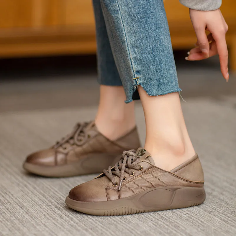 Women Leather Handmade Flat Casual Shoes
