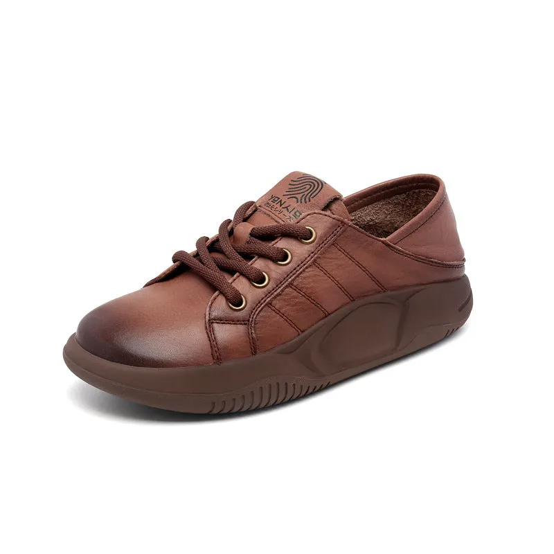 Women Leather Handmade Flat Casual Shoes