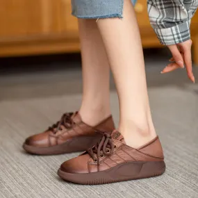 Women Leather Handmade Flat Casual Shoes