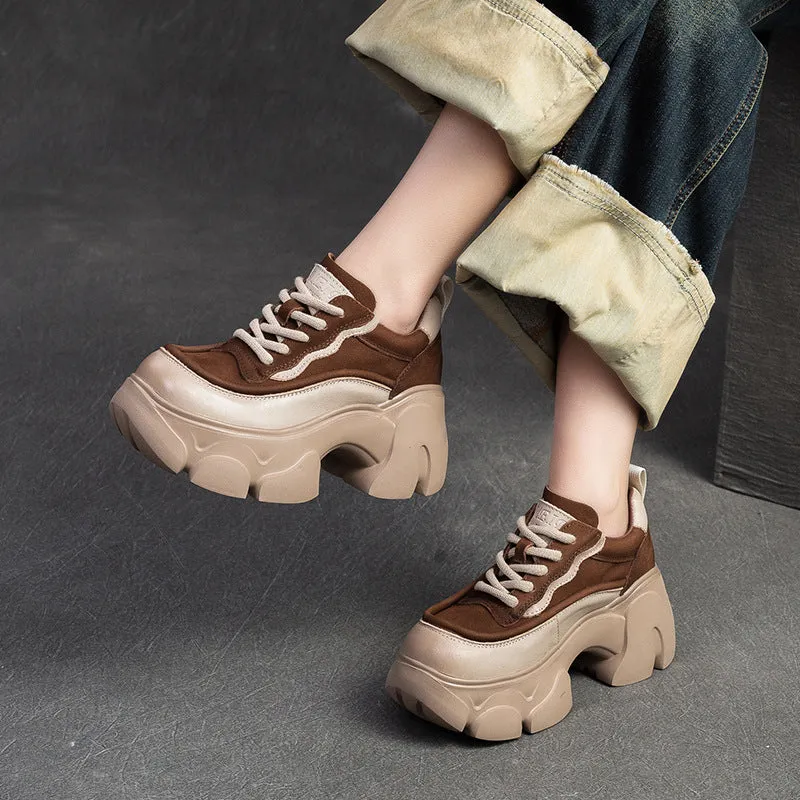 Women Minimalist Leather Chunky Platform Casual Shoes