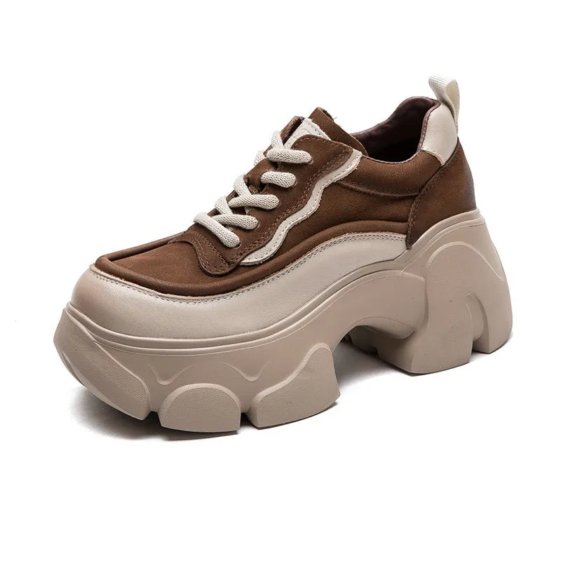 Women Minimalist Leather Chunky Platform Casual Shoes