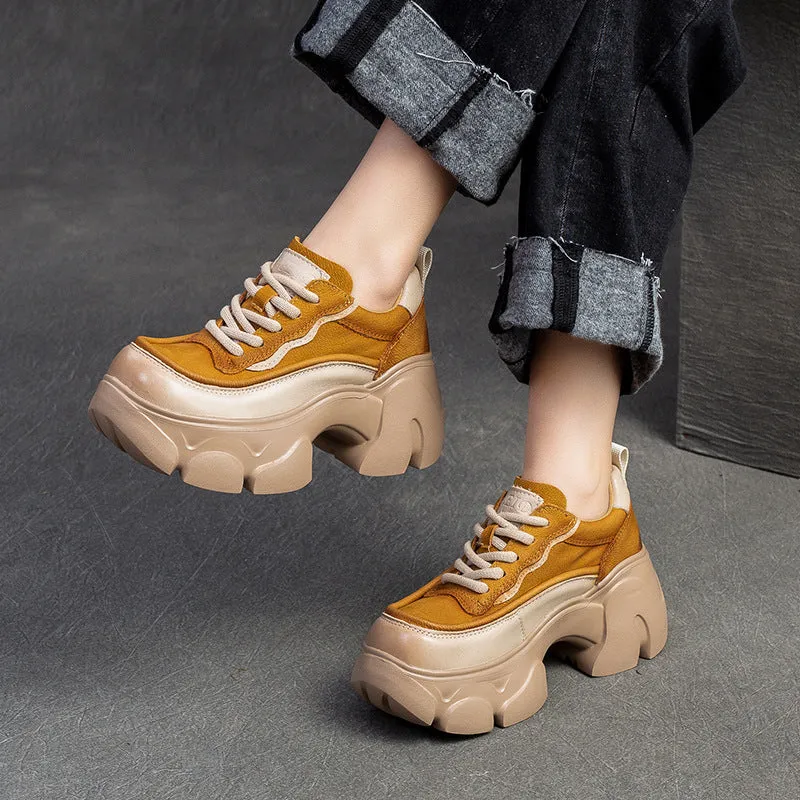 Women Minimalist Leather Chunky Platform Casual Shoes