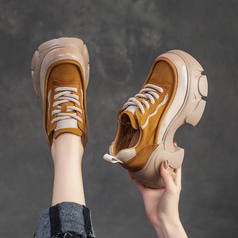 Women Minimalist Leather Chunky Platform Casual Shoes