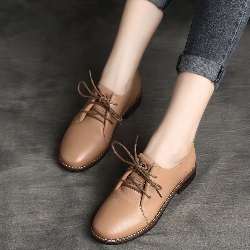 Women Retro Leather Soft Casual Shoes