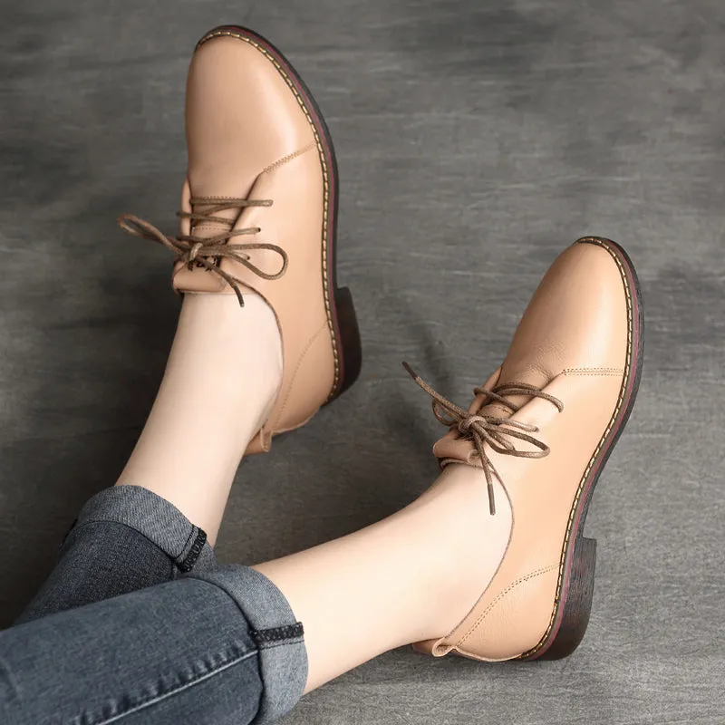 Women Retro Leather Soft Casual Shoes