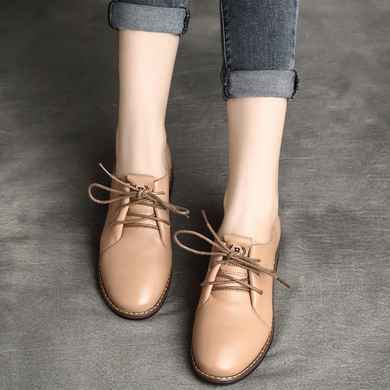 Women Retro Leather Soft Casual Shoes