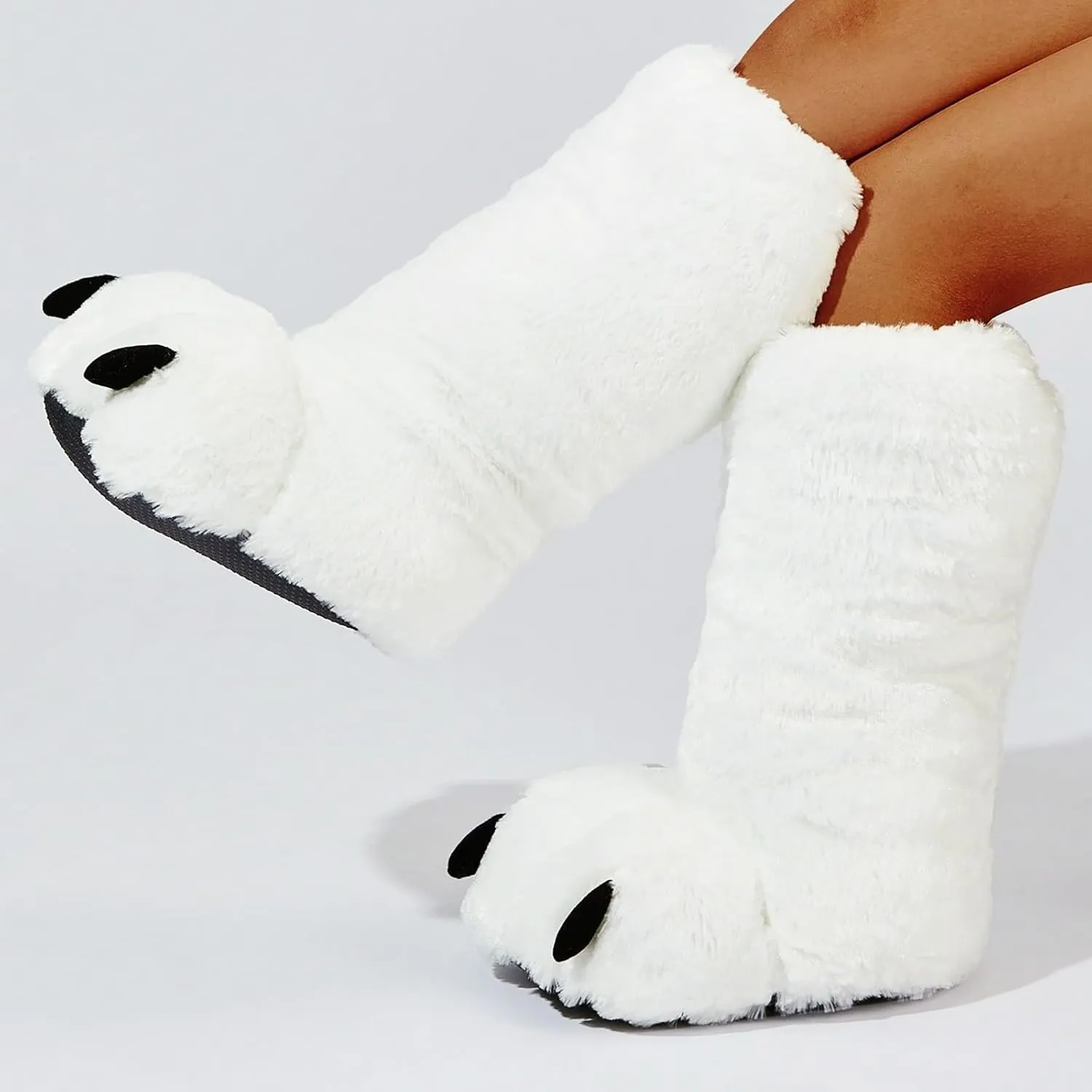 Women's Boot Slippers Ultra High Top Boot Plush Bear Slippers Indoor Floor Full Covered Jelly Slide Sandals for Women