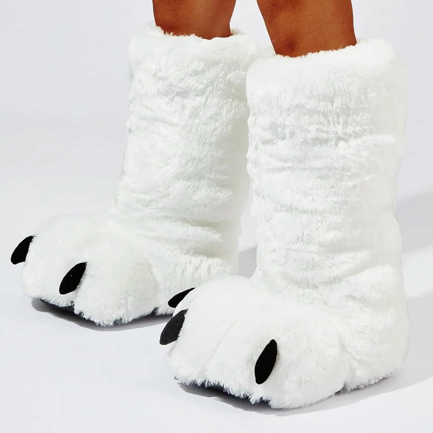 Women's Boot Slippers Ultra High Top Boot Plush Bear Slippers Indoor Floor Full Covered Jelly Slide Sandals for Women