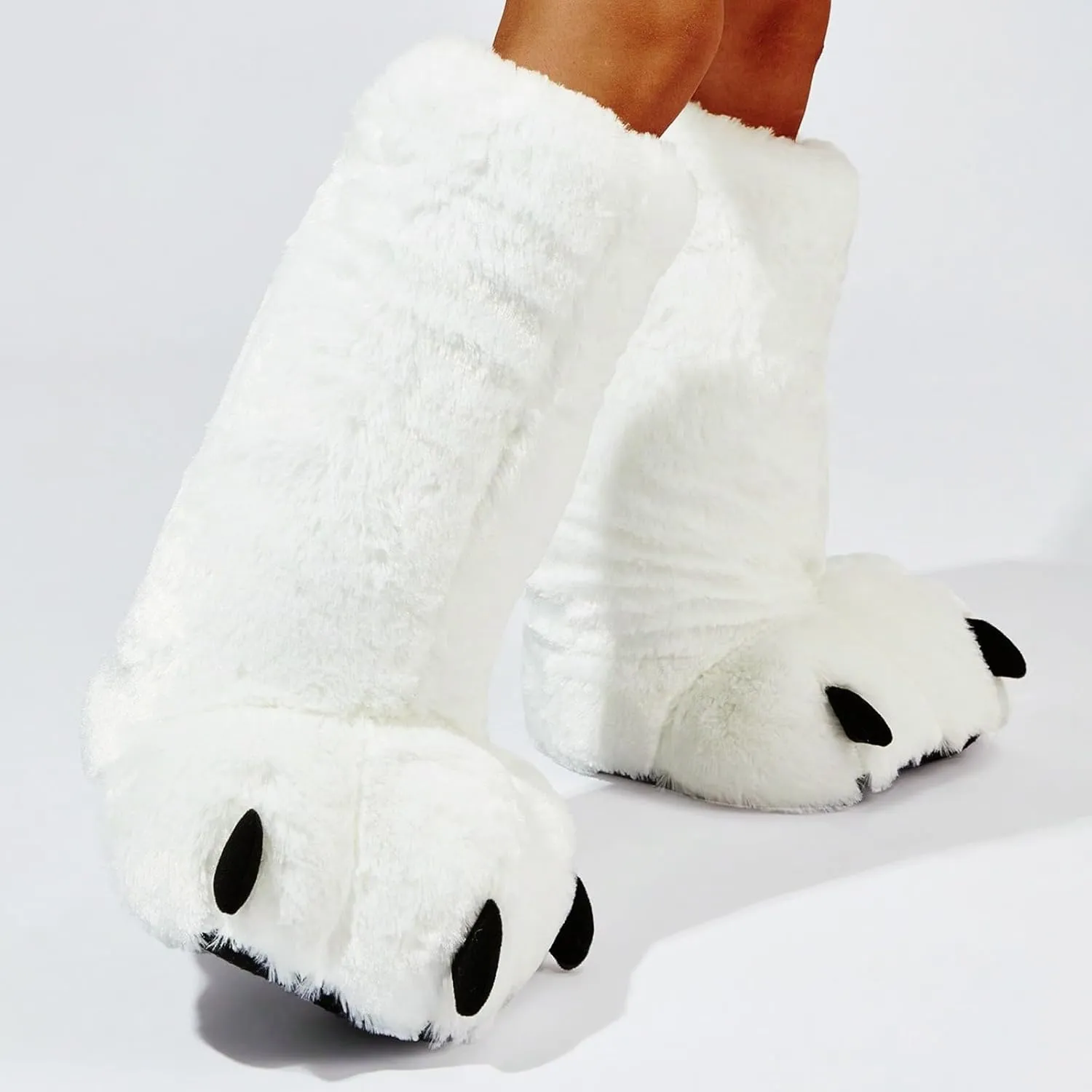 Women's Boot Slippers Ultra High Top Boot Plush Bear Slippers Indoor Floor Full Covered Jelly Slide Sandals for Women
