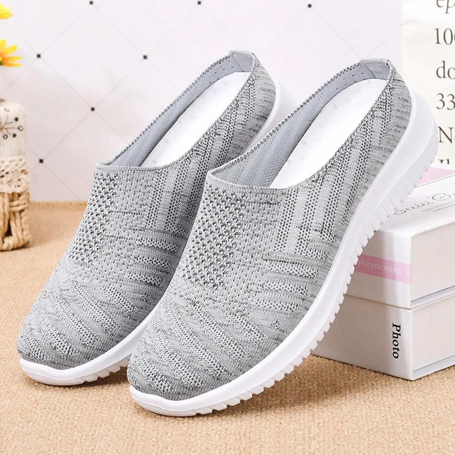 Women's Breathable Mesh Slip On Loafers Comfortable Flat Casual Shoes for Spring Summer Lightweight Walking Daily
