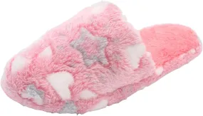 Women's Cotton Slippers Winter Warm Slippers Soft Flat Soled Cute Plush Love Star Print Women 9