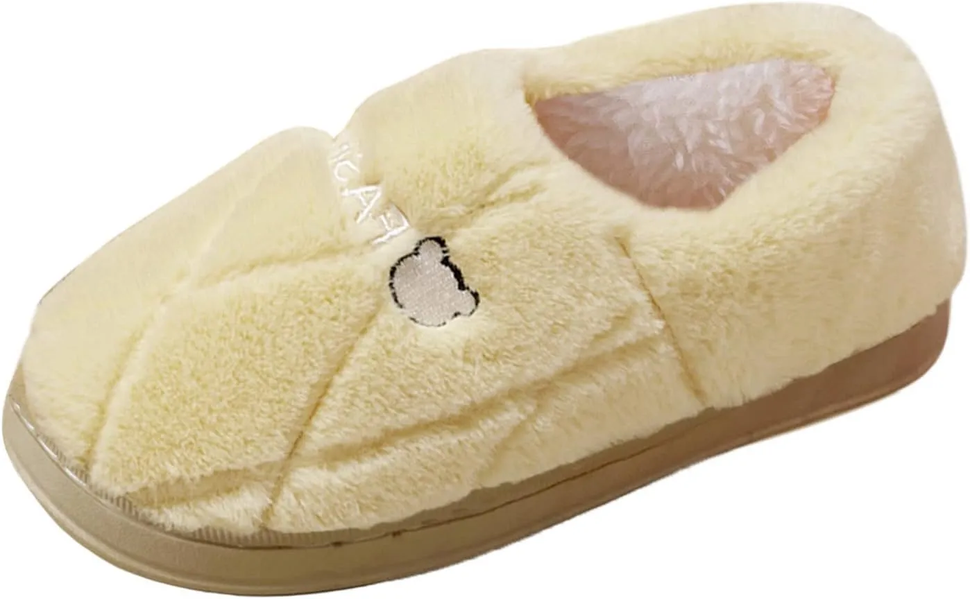 Womens Cozy Fuzzy Slippers, Indoor/Outdoor Fluffy House Slippers with Memory Foam & Anti-Skid Sole