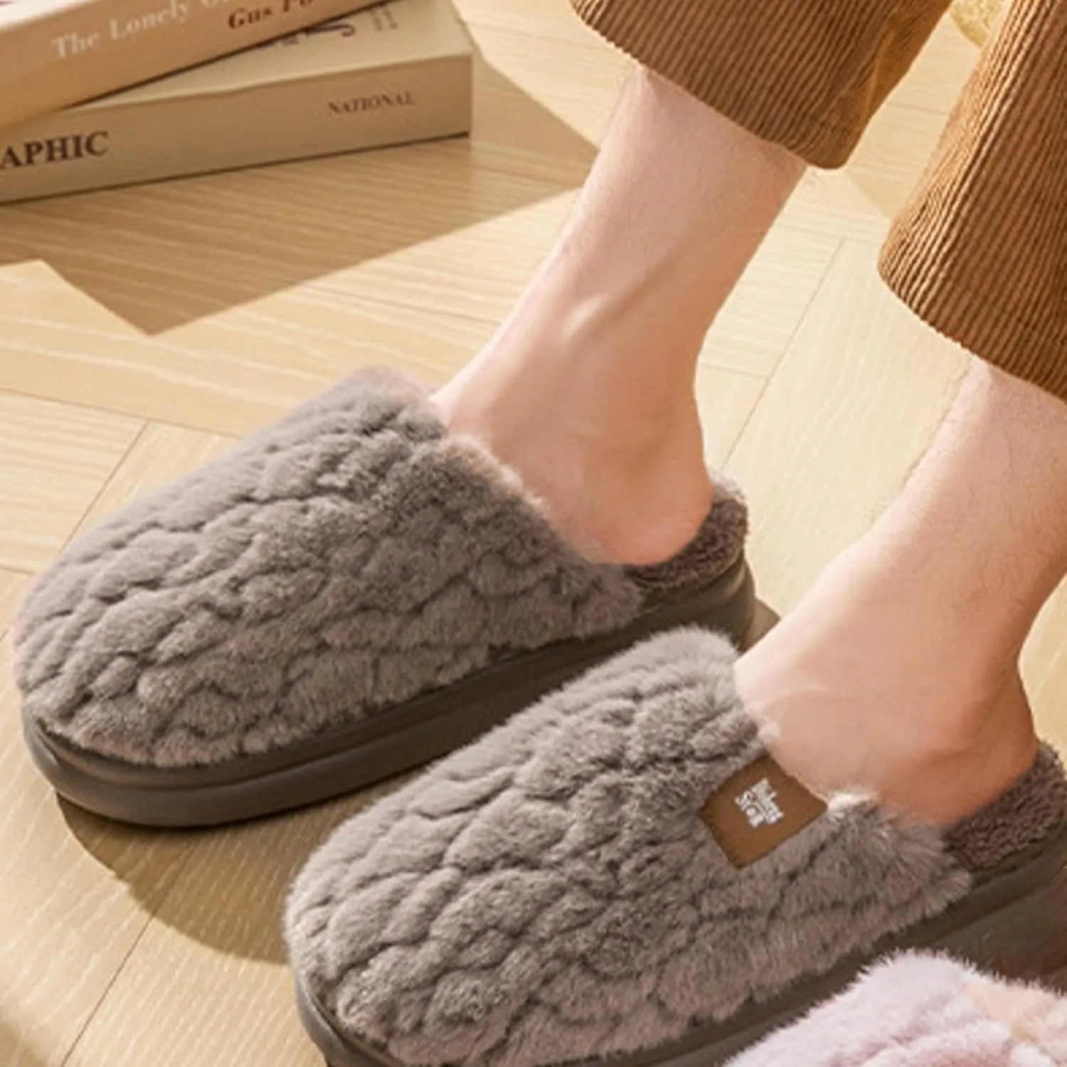 Women's Cozy Thick Winter Slippers Fuzzy Indoor Fluffy House Shoes Comfy Slip-on Home Bedroom Cute Warm Outdoor Shoe
