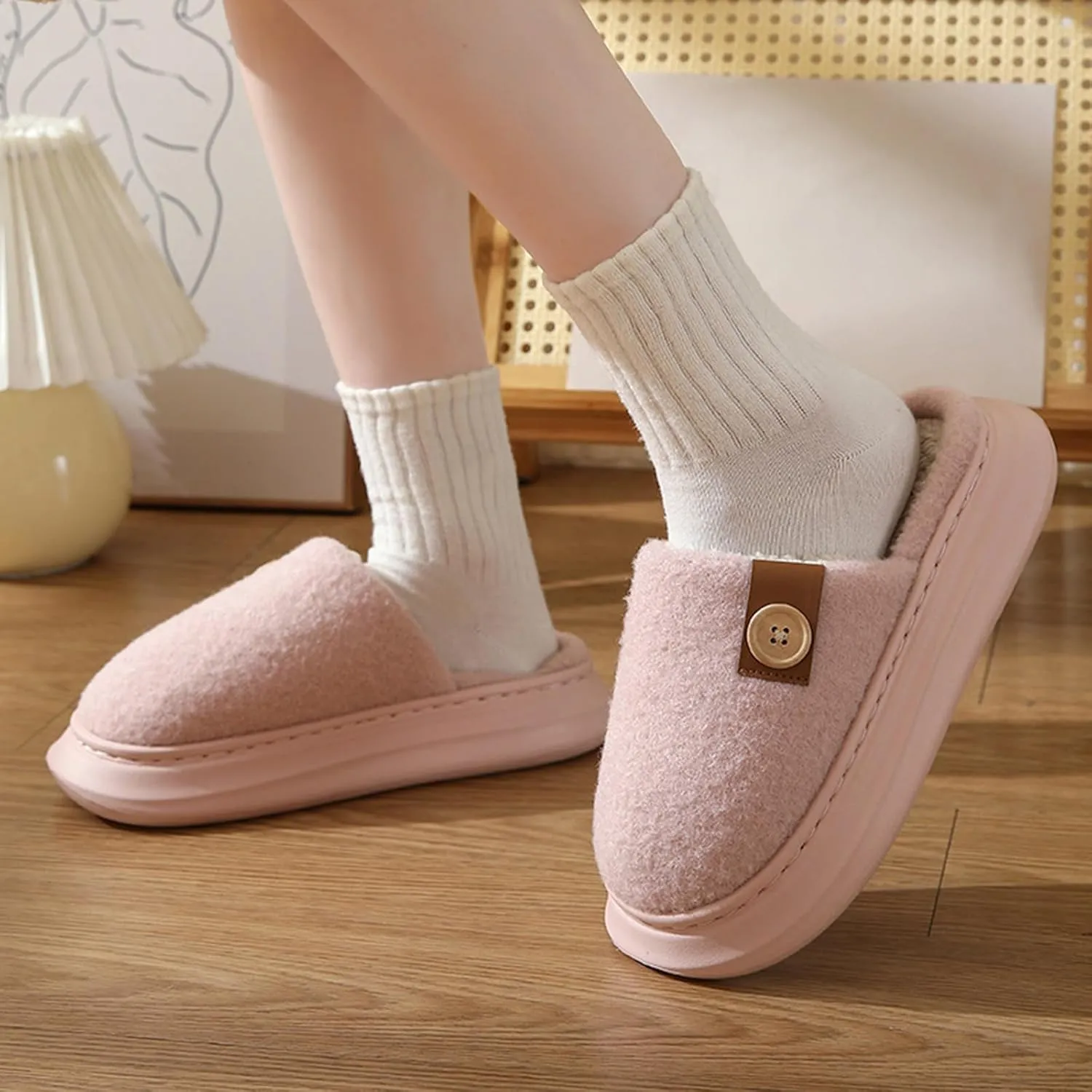 Women's Cozy Thick Winter Slippers Fuzzy Indoor Fluffy House Shoes Comfy Slip-on Home Bedroom Cute Warm Outdoor Shoe