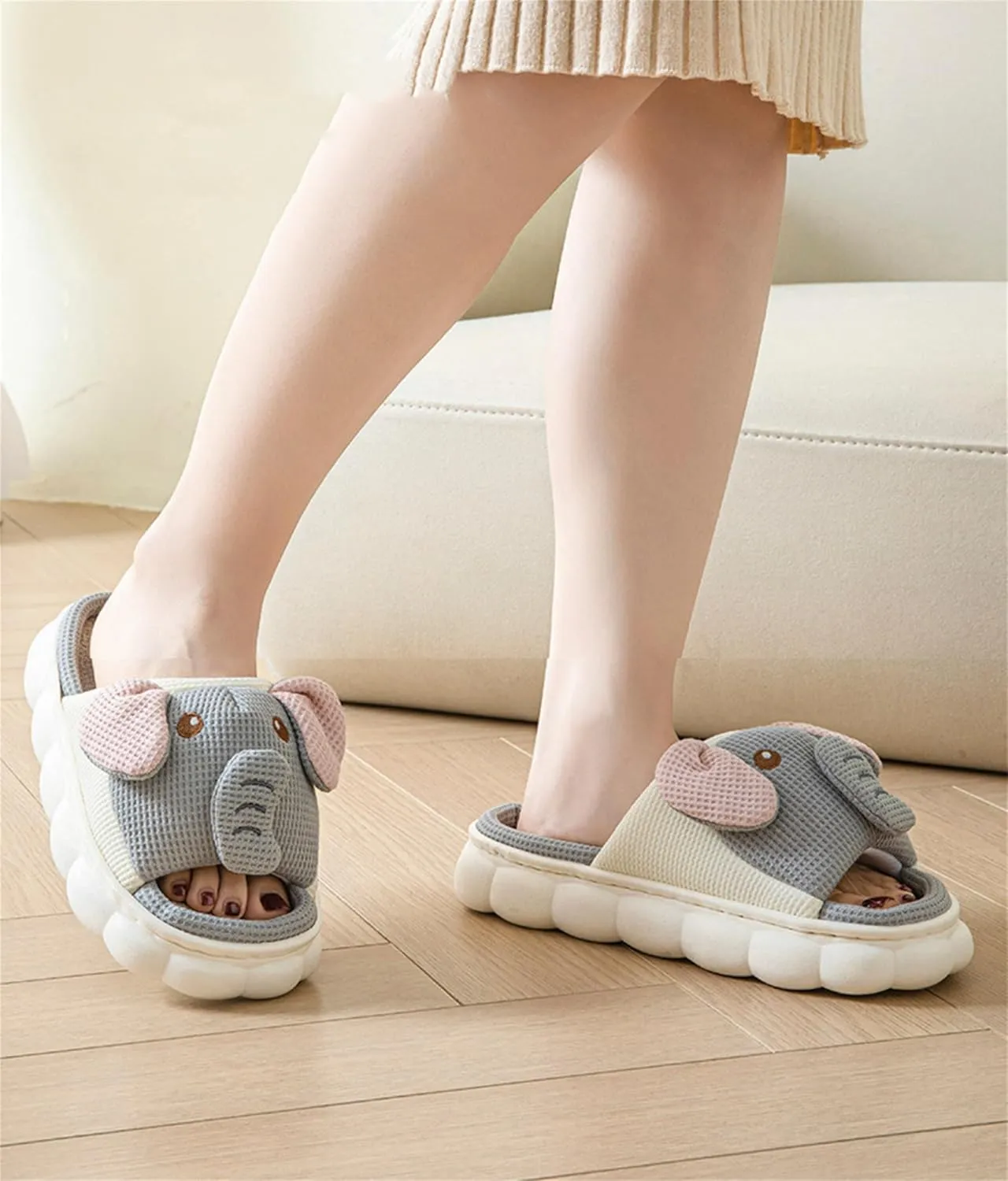 Women's Cute Animal Pig Slippers - Soft, Cosy Four Seasons Home Linen Slippers
