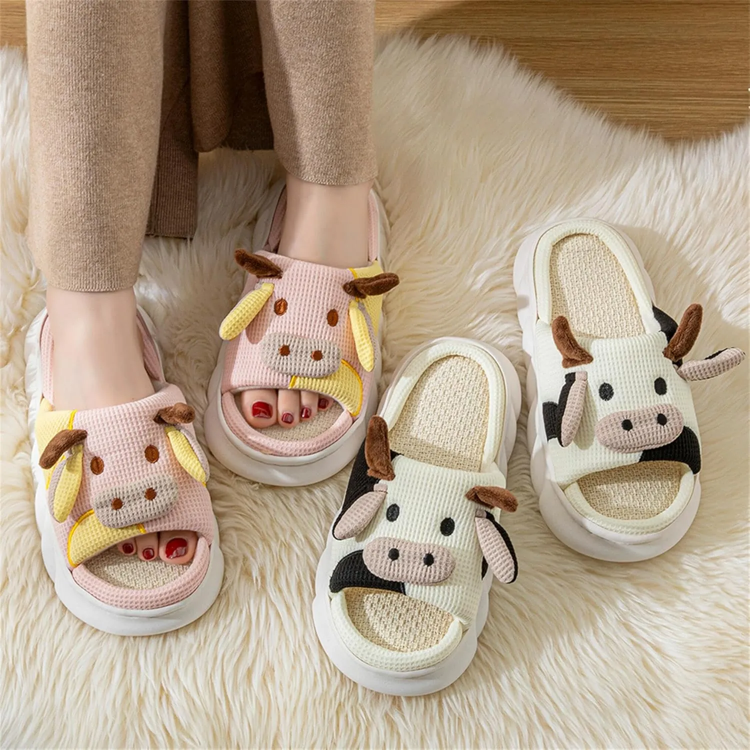 Women's Cute Animal Pig Slippers - Soft, Cosy Four Seasons Home Linen Slippers