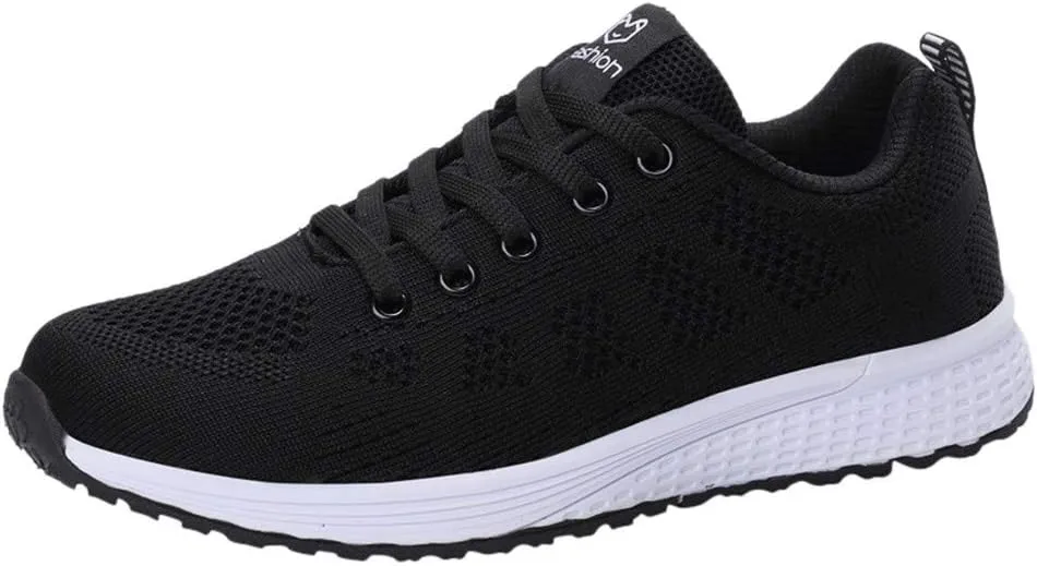 Women's Fashion Sneaker Non Slip Lace Up Comfort Women's Work or Walking Sneakers Red Tennis Shoes Black Platform Loafer Women Black Sneakers