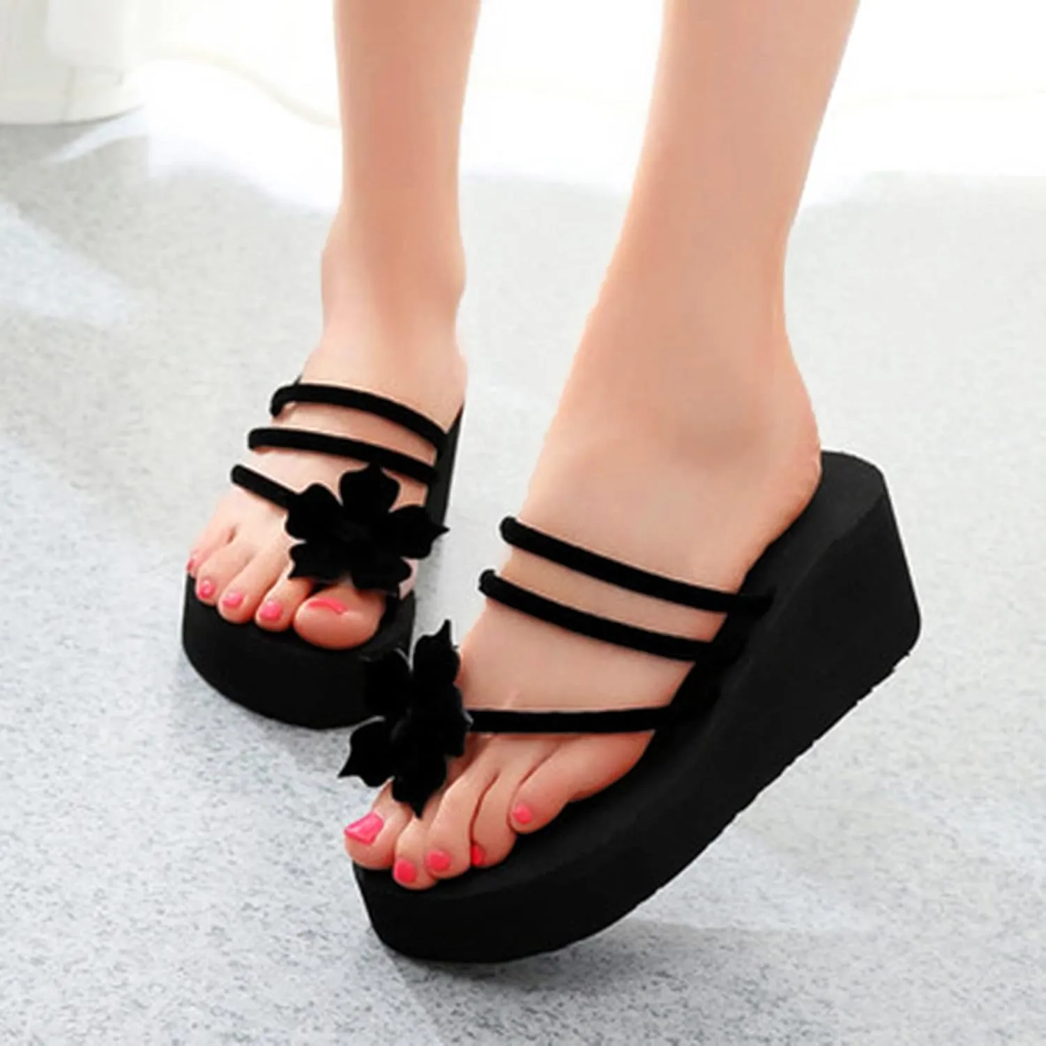 Womens Flip Flops Slippers For Women Ladies Bohemian Wedges Slippers Causal Beach Shoes Flip Flops Sandals
