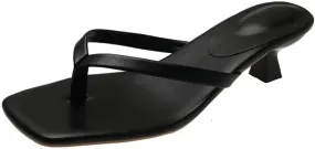 Women's Kitten Heels Sandals Square Toe Slip On Fashion Summer Sandals Comfortable Beach Shoes Vacation Flip-Flops Going Out Shoes Wedding Party Shoe